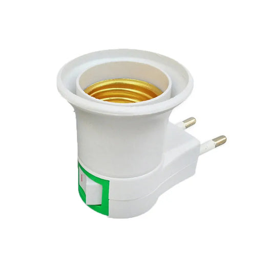 E27 LED Bulb Socket to EU Plug Adapter with On/Off Switch