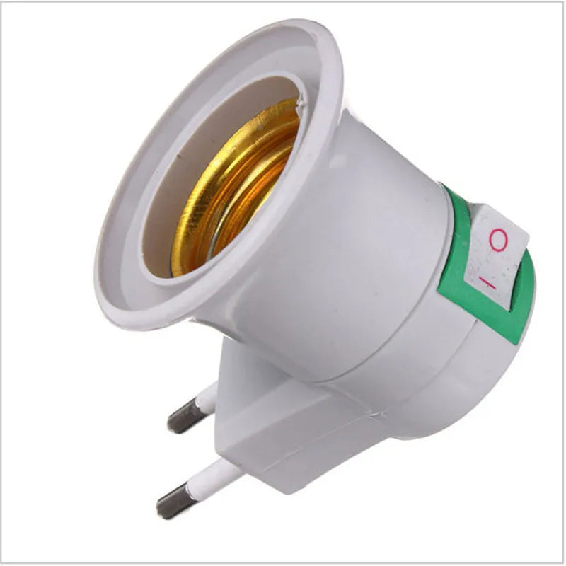 E27 LED Bulb Socket to EU Plug Adapter with On/Off Switch