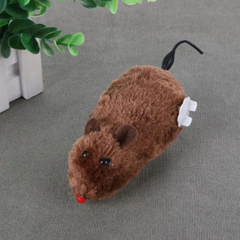 Clockwork Plush Mouse Cat Toy with Mechanical Motion