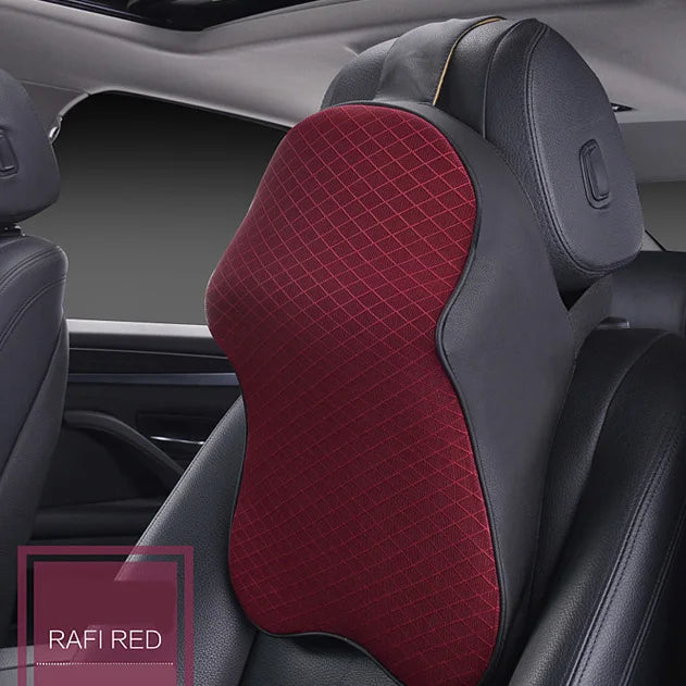 3D Car Headrest Neck Pillow with Leather Ice Silk Support