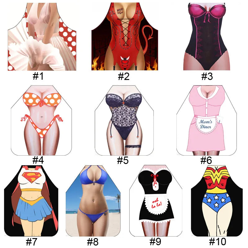 Funny 3D Cartoon Kitchen Apron for BBQ and Cooking