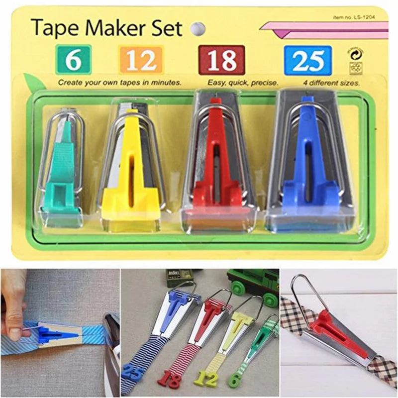 4-Size Bias Tape Maker Set for Sewing and Quilting