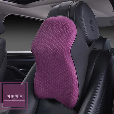 3D Car Headrest Neck Pillow with Leather Ice Silk Support