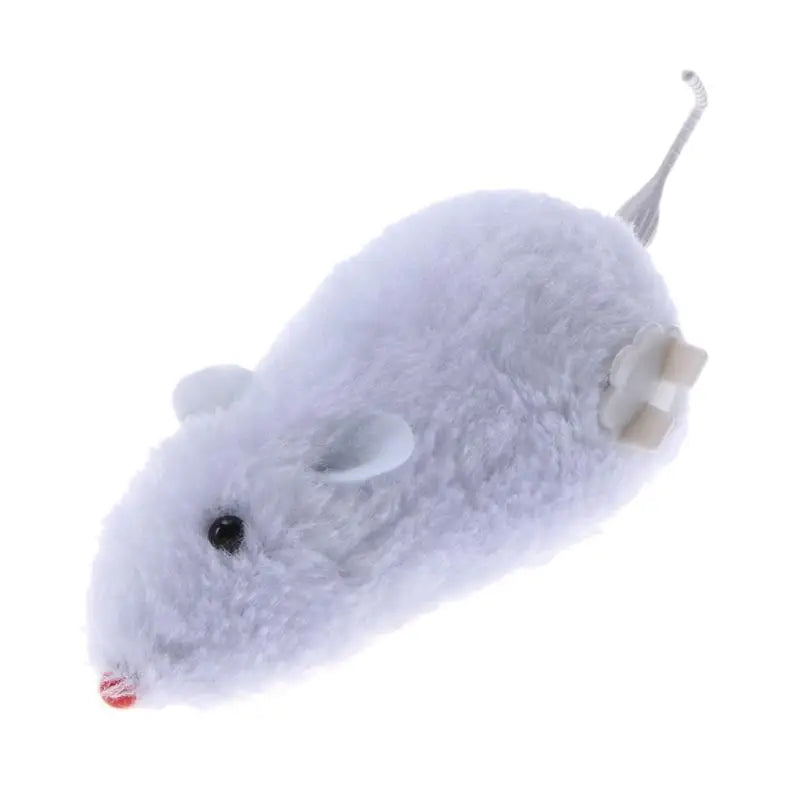 Clockwork Plush Mouse Cat Toy with Mechanical Motion