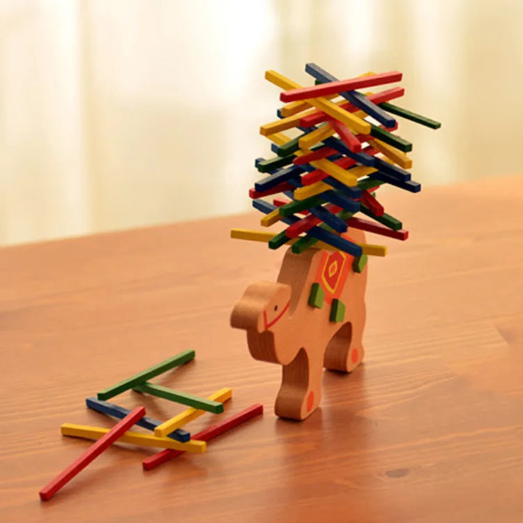 Elephant & Camel Wooden Balance Blocks - Colorful Learning Game