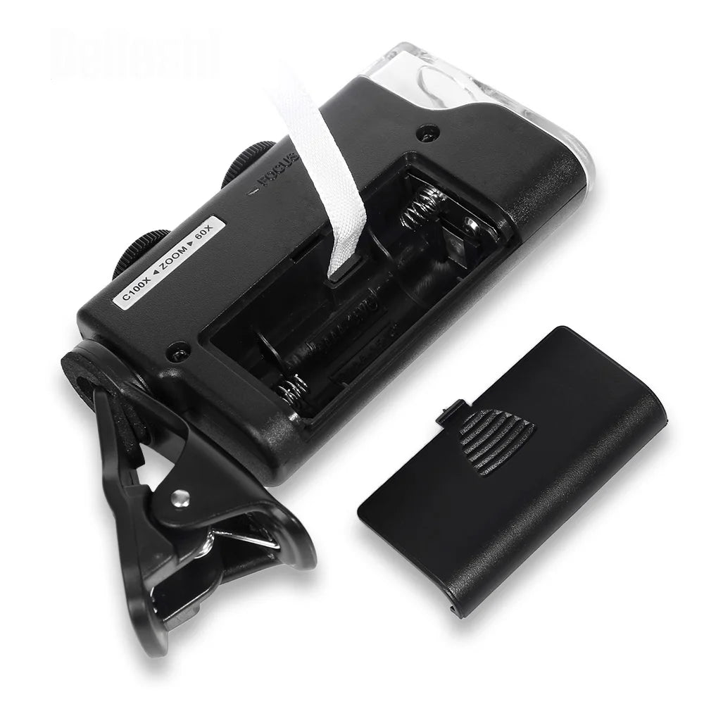 60X-100X Clip-On LED Phone Microscope Lens