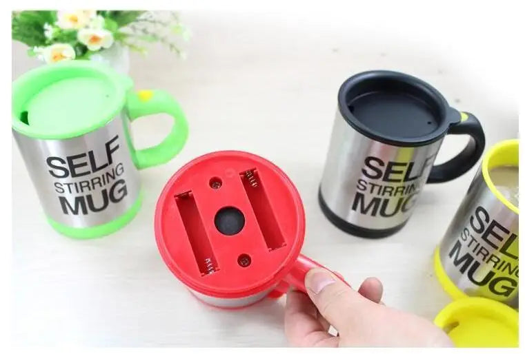 Self-Stirring Stainless Steel Coffee Mug with Color Options