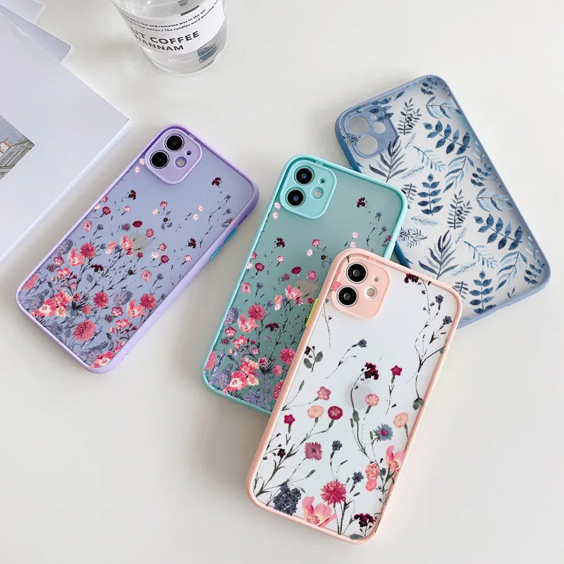 Hand-Painted Floral Shockproof Phone Case for iPhone Models