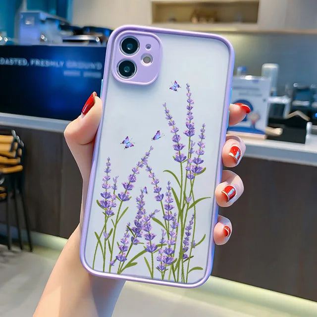 Hand-Painted Floral Shockproof Phone Case for iPhone Models