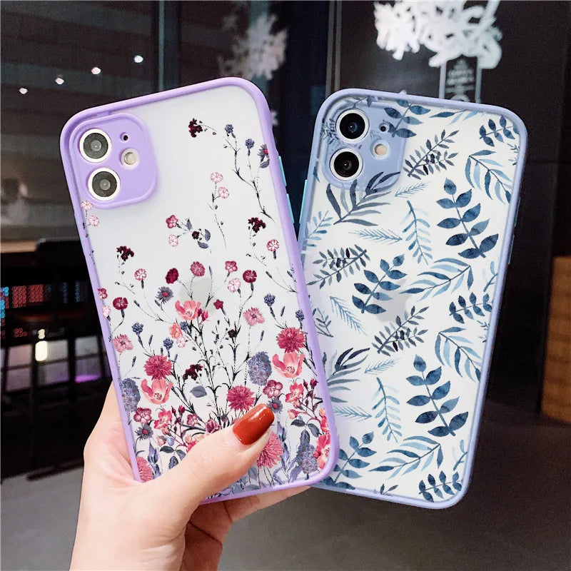 Hand-Painted Floral Shockproof Phone Case for iPhone Models
