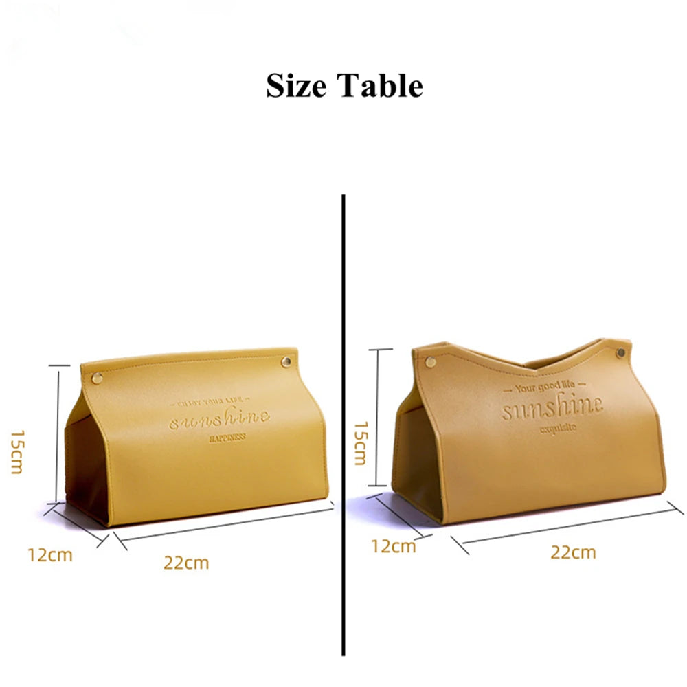 PU Leather Foldable Tissue Box Holder