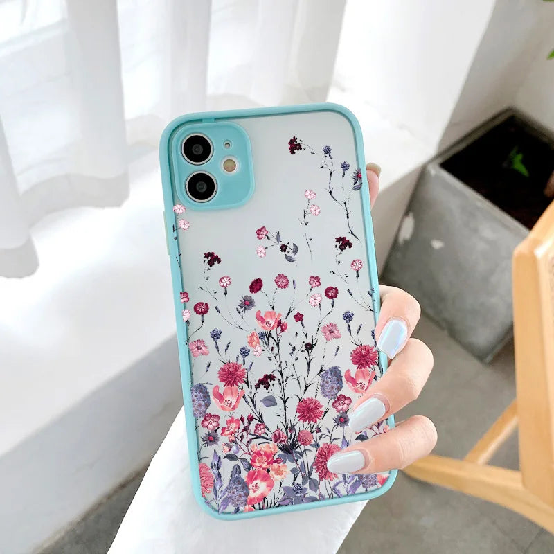 Hand-Painted Floral Shockproof Phone Case for iPhone Models