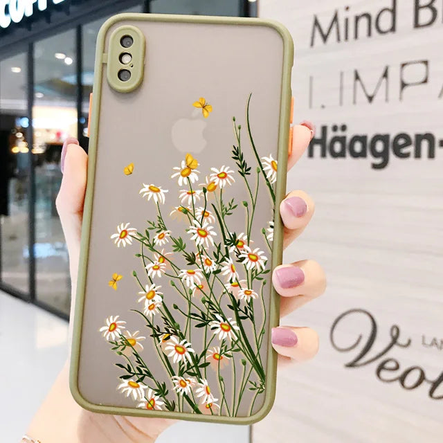 Hand-Painted Floral Shockproof Phone Case for iPhone Models