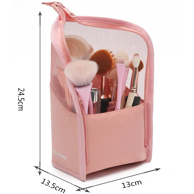 Clear Stand-Up Makeup Brush and Toiletry Organizer Bag