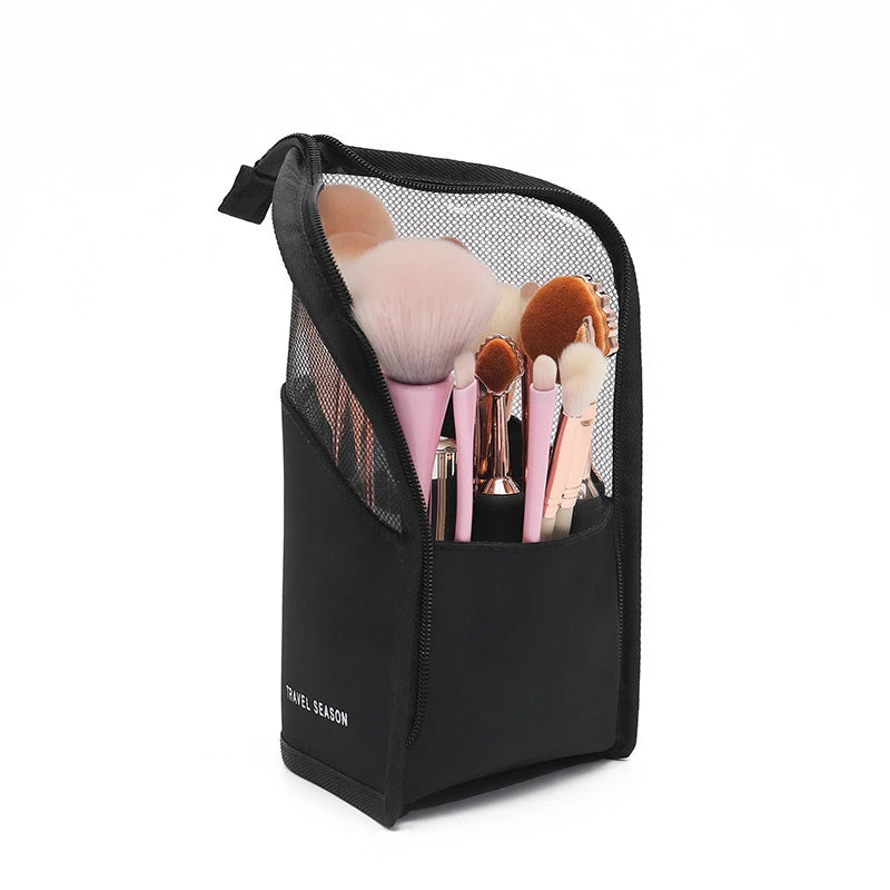 Clear Stand-Up Makeup Brush and Toiletry Organizer Bag