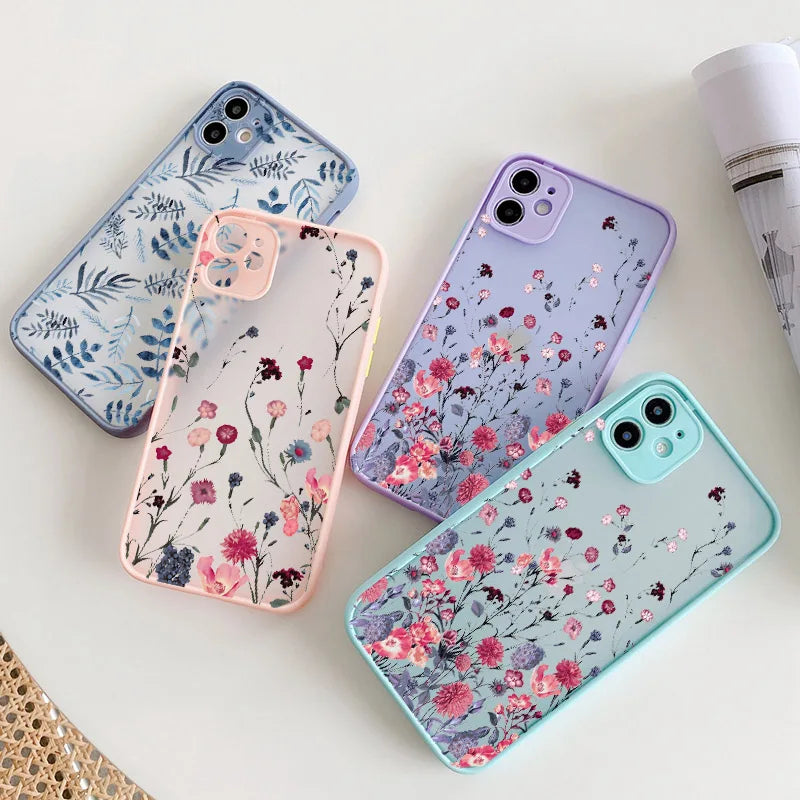 Hand-Painted Floral Shockproof Phone Case for iPhone Models