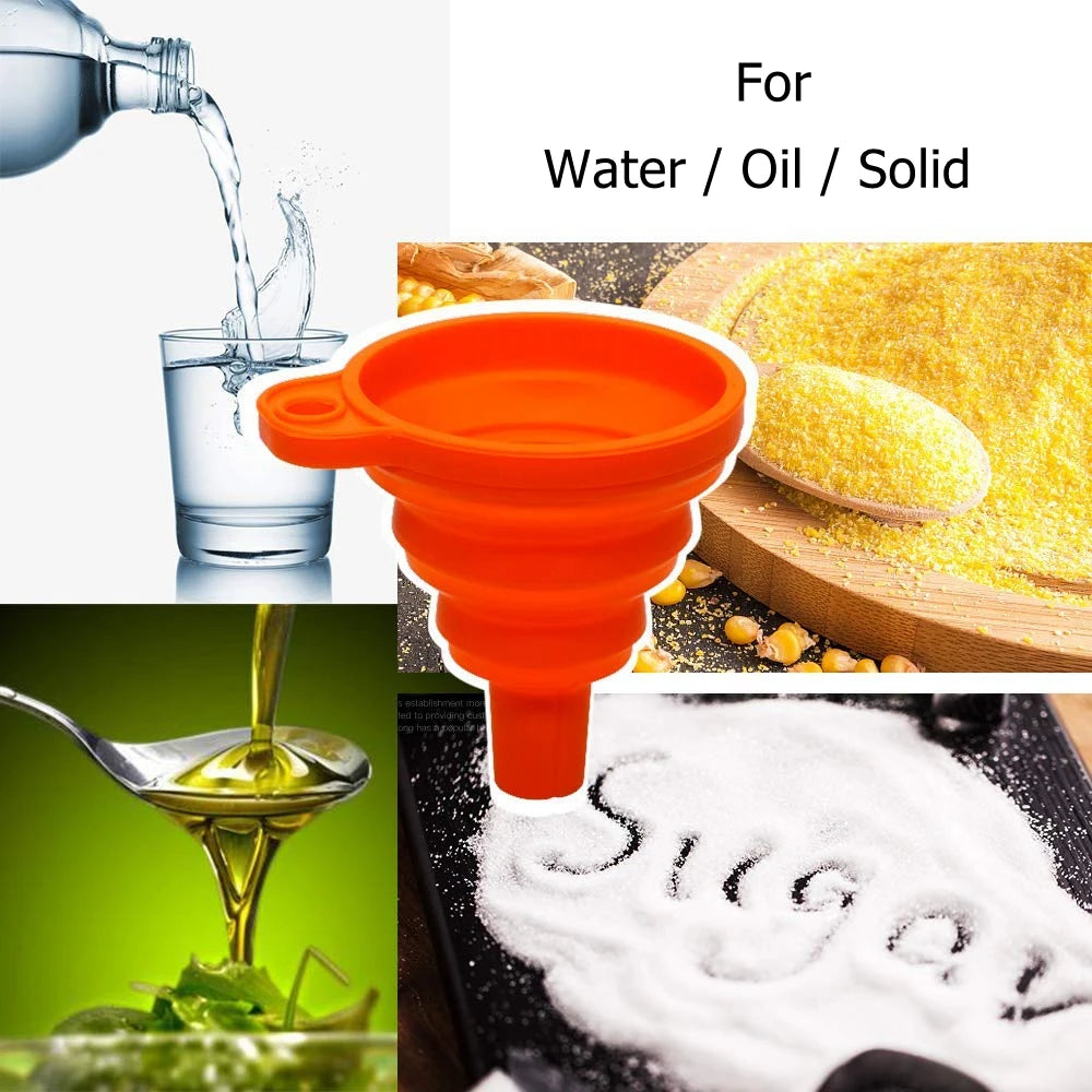 Collapsible Silicone Kitchen Funnel for Bottles and Liquids