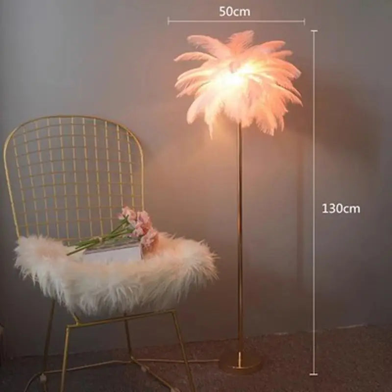 Nordic Ostrich Feather LED Floor Lamp with E27 Base