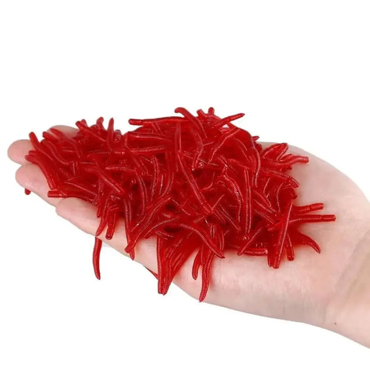 100-Piece Realistic Soft Bloodworm Fishing Lure Bottle for Bass & Bream