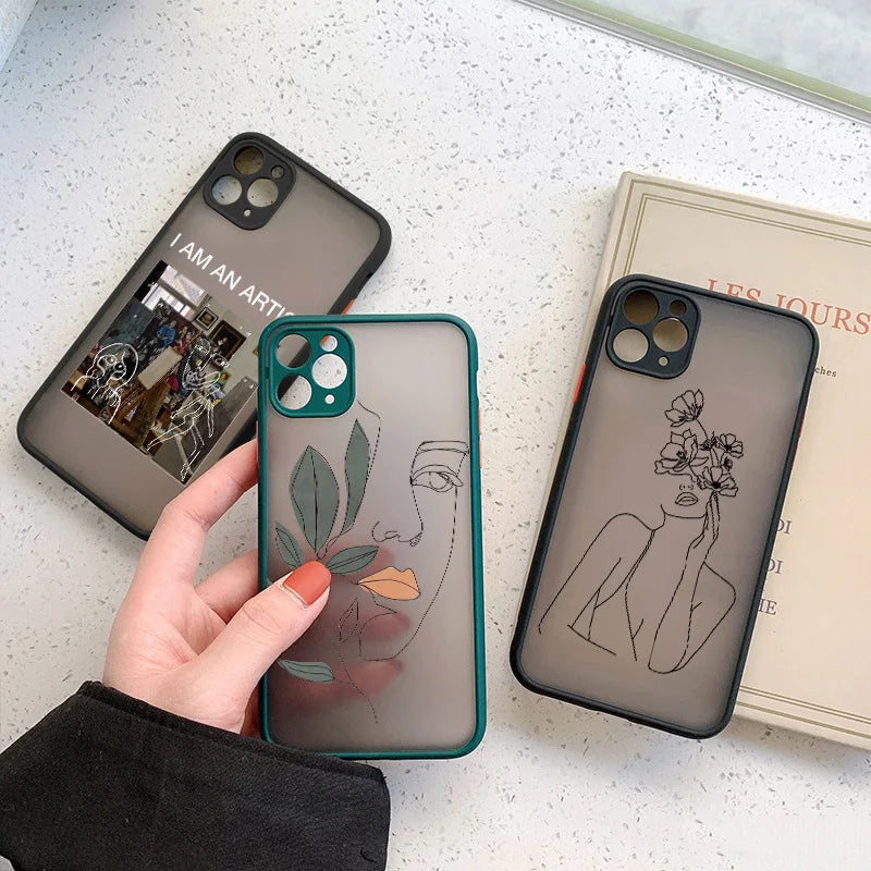 Retro Abstract Geometry Shockproof Phone Case for iPhone Models