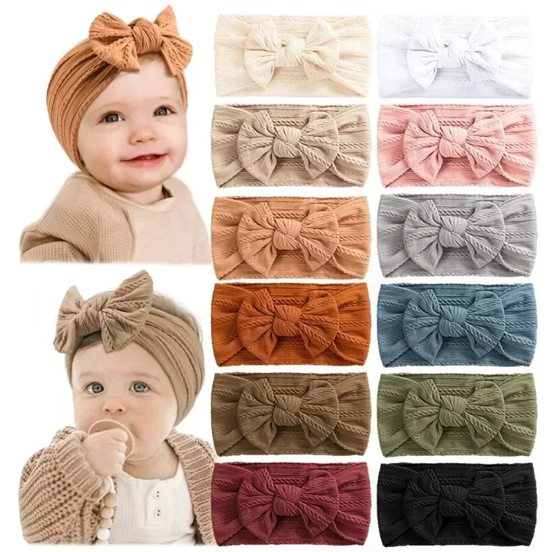 Elastic Jacquard Bow Headband for Newborn Baby Girls