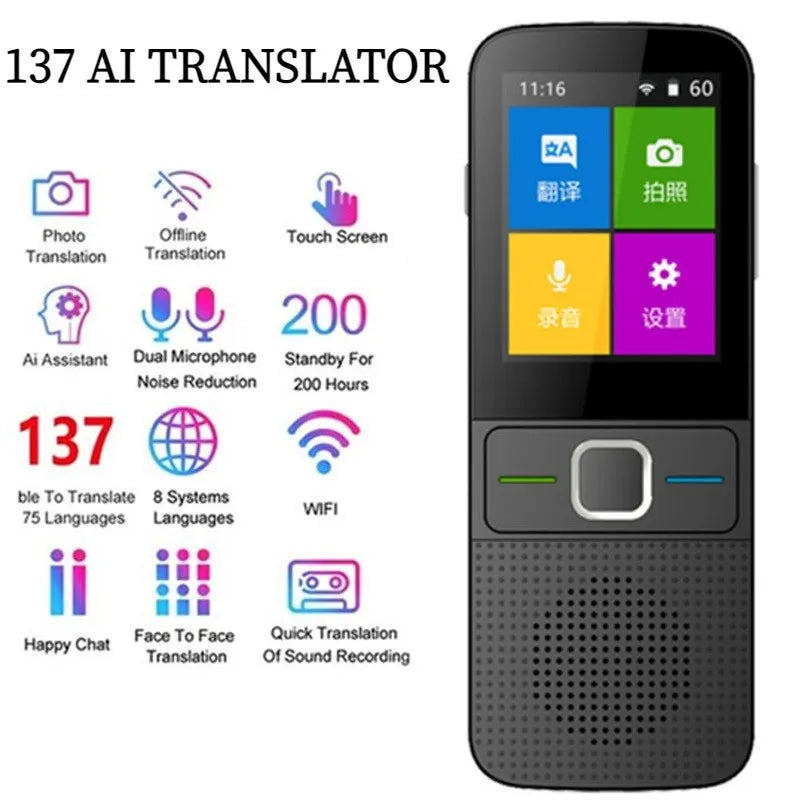 T10 Smart Voice Translator with 137 Languages and Real-Time Translation