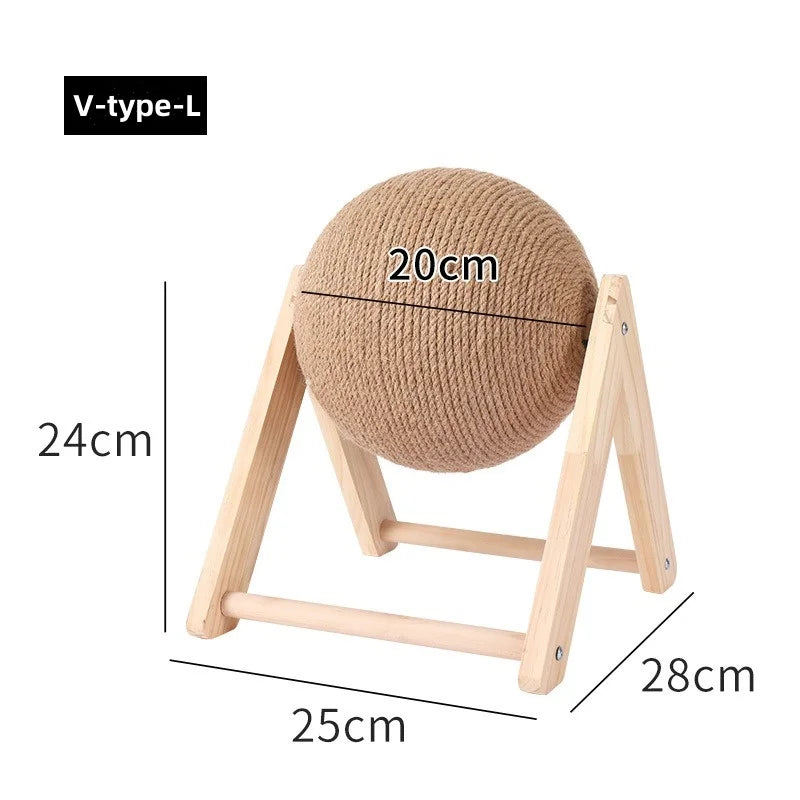Sisal Cat Scratching Ball Toy with Wooden Board for Paw Grinding