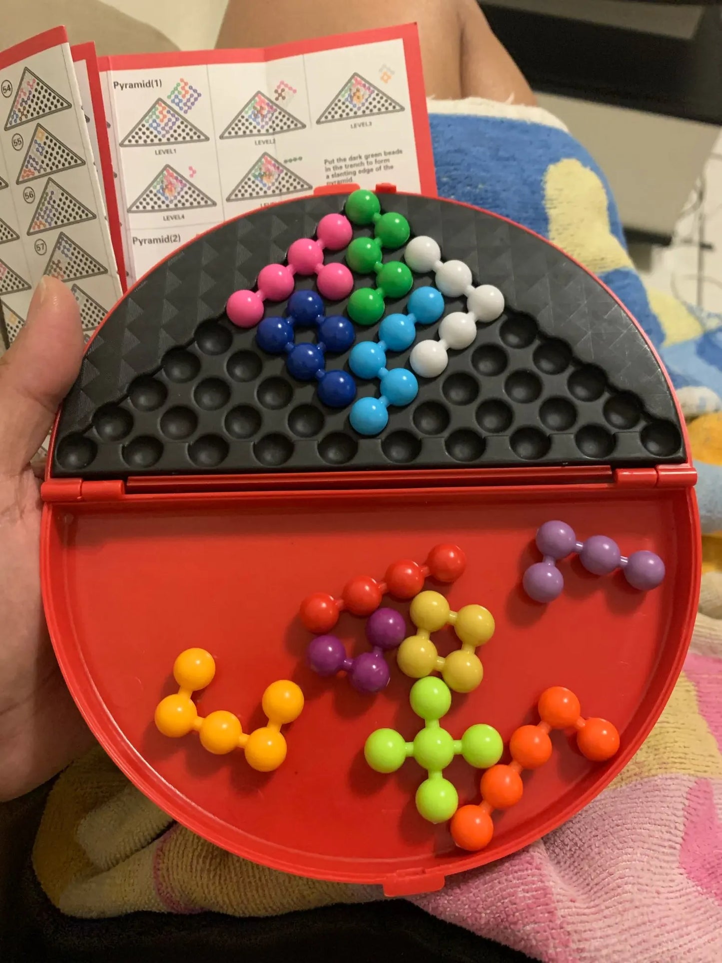 3D IQ Pyramid Puzzle Board Game - Pearl Bead Logic Toy