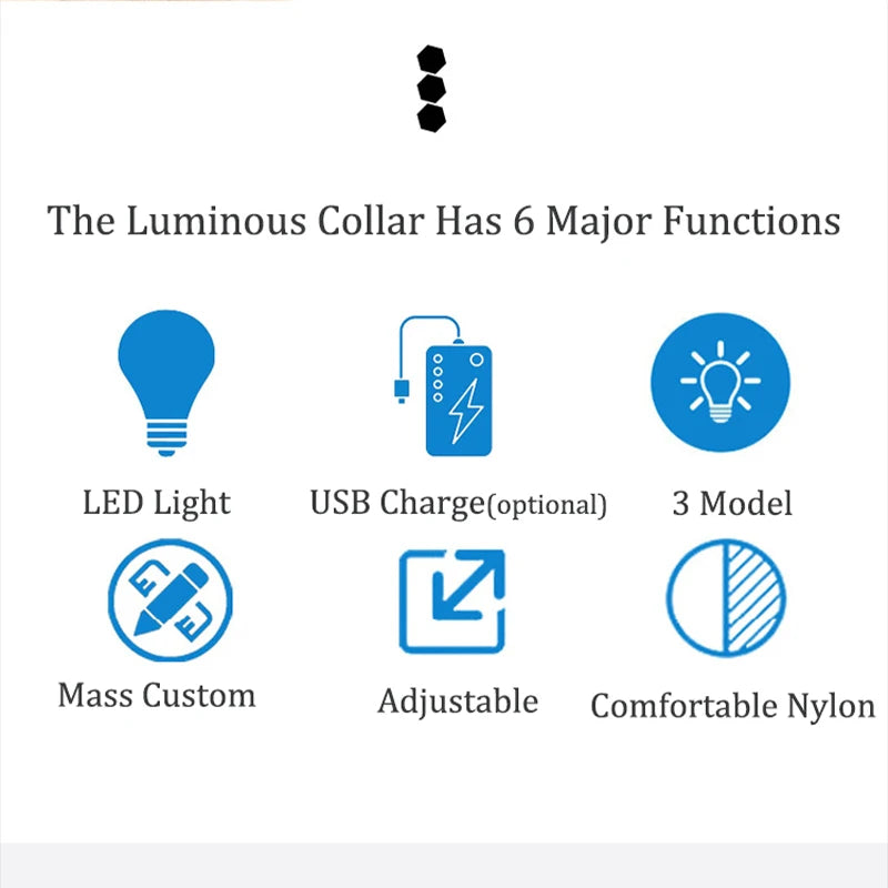 Rechargeable LED Reflective Dog Collar Light for Night Safety