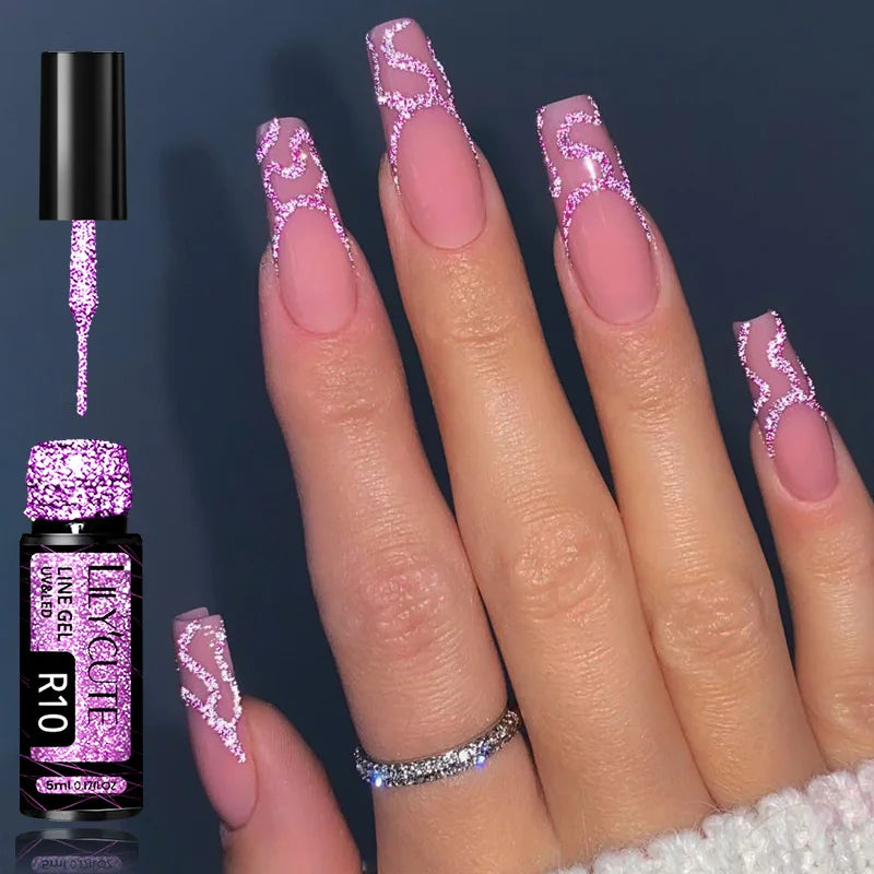 LILYCUTE 5ml Reflective Glitter Nail Liner Gel - Sparkle Art Polish