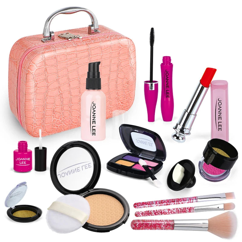 Kids Pretend Makeup Set With Bag - 12 Piece Play Cosmetics Kit