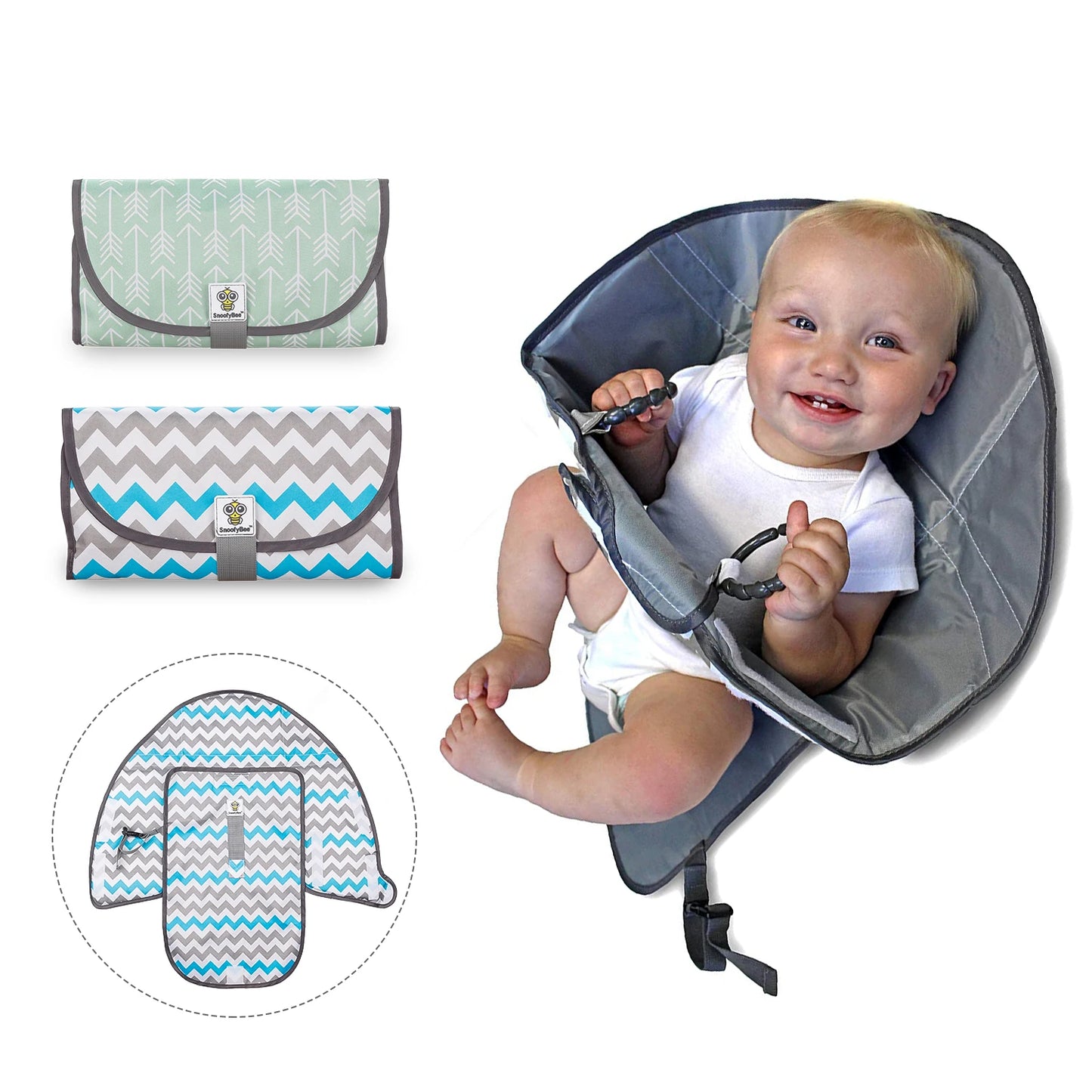 3-in-1 Portable Baby Changing Pad with Waterproof Diaper Storage Design