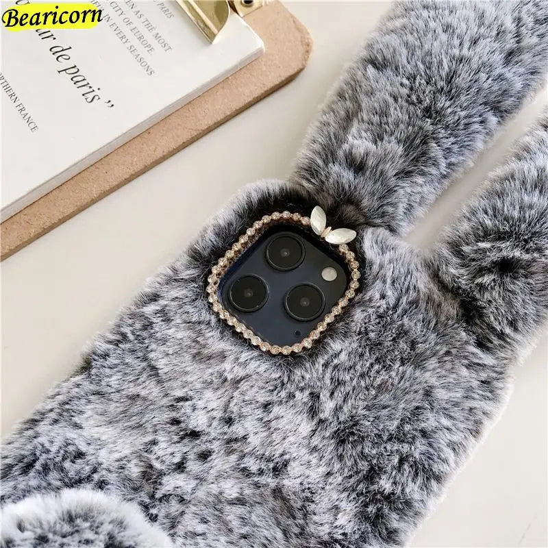 Furry Rabbit Plush iPhone Case