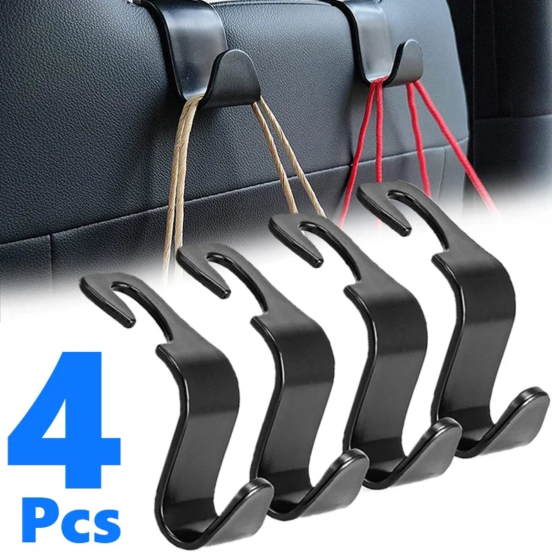 4-Piece Car Headrest Bag Hooks and Seat Organizer Clips
