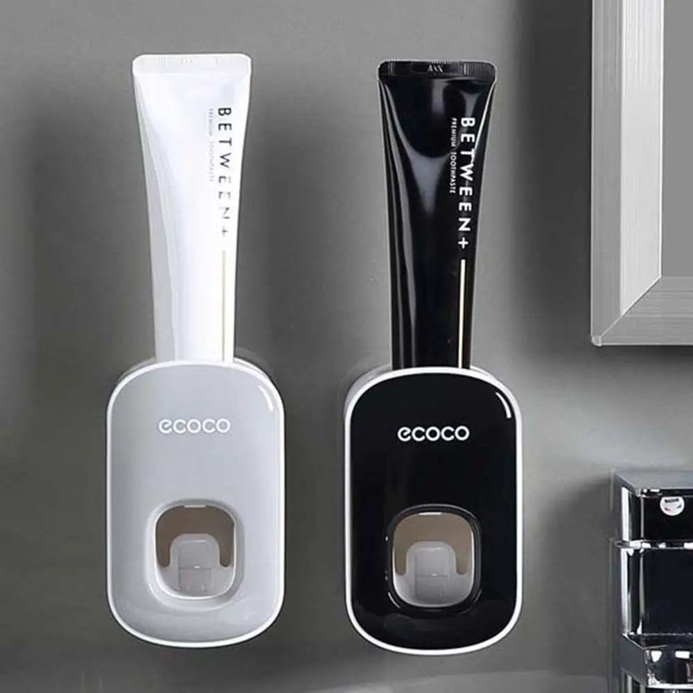 Wall-Mount Automatic Toothpaste Dispenser and Toothbrush Holder