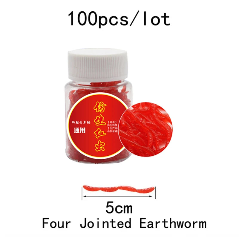 100-Piece Realistic Soft Bloodworm Fishing Lure Bottle for Bass & Bream