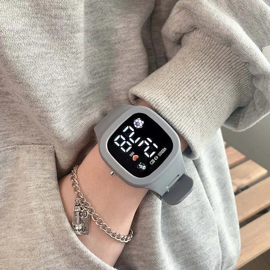LED Digital Sports Watch with Square Dial and Waterproof Silicone Strap