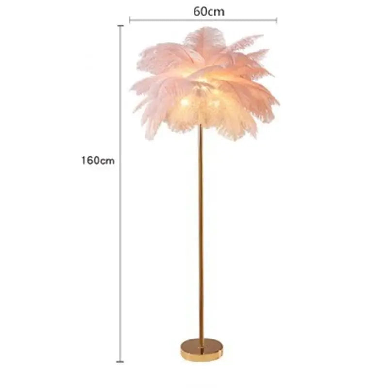 Nordic Ostrich Feather LED Floor Lamp with E27 Base