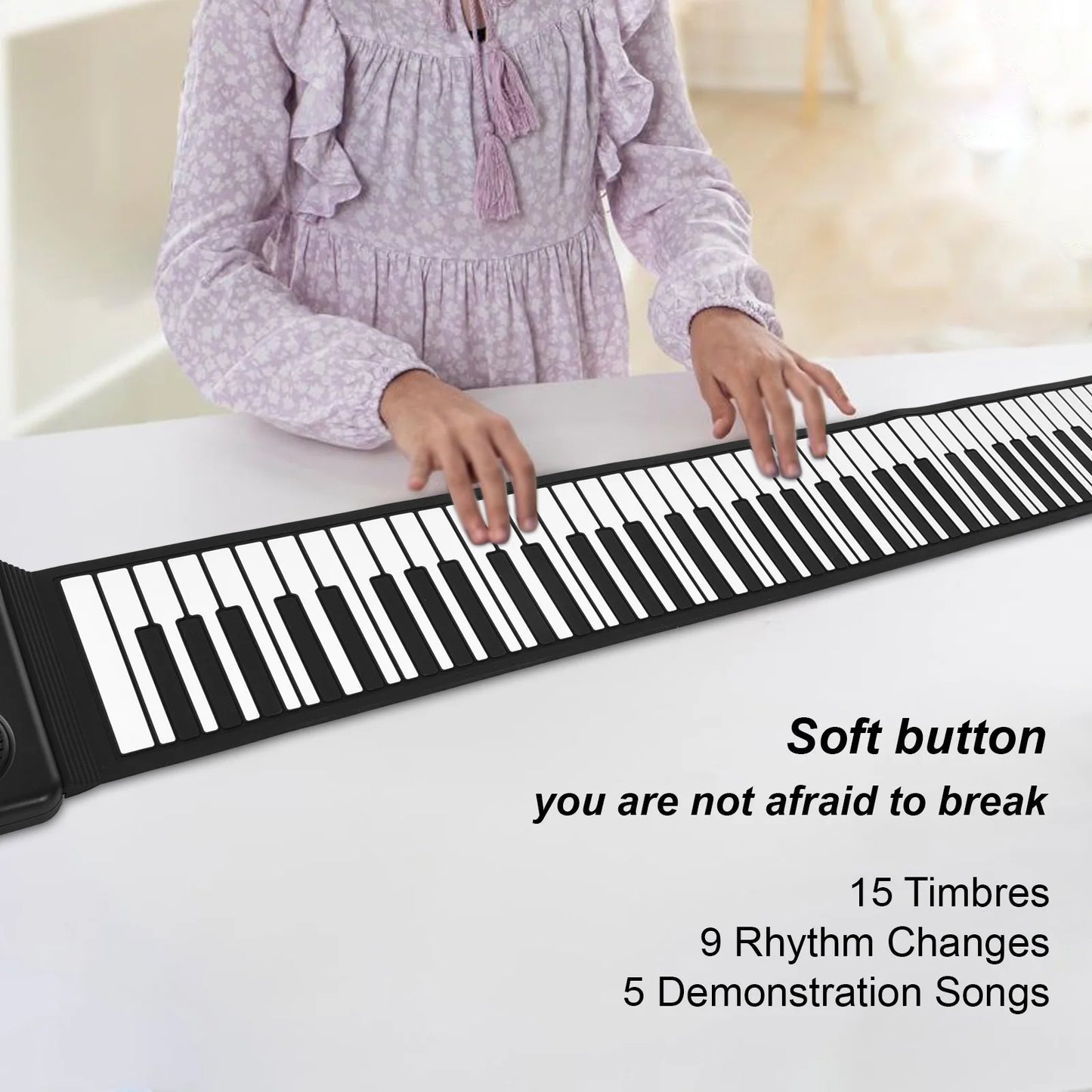 88-Key Roll-Up Silicone Electronic Piano for Portable Home Practice