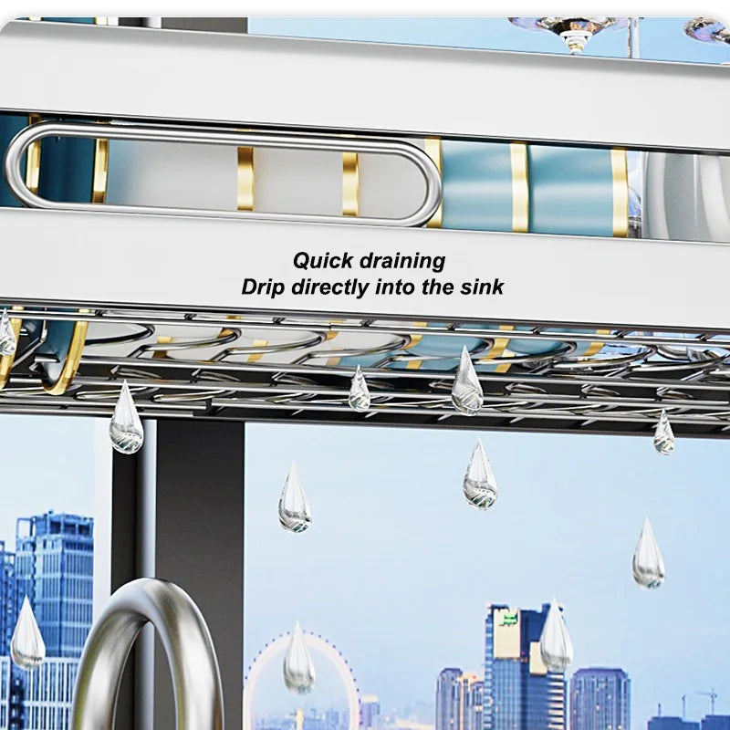 Countertop Sink Storage Rack with Dish, Knife and Cutlery Holder