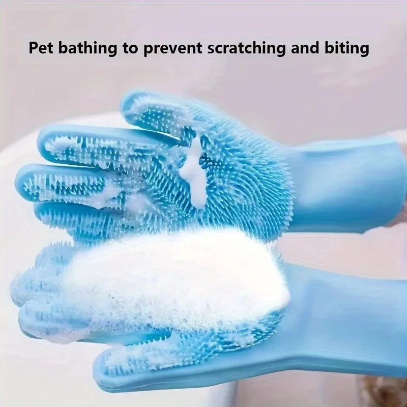 Rubber Pet Grooming Cleaning Glove for Dog & Cat Bathing