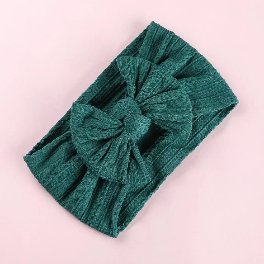 Elastic Jacquard Bow Headband for Newborn Baby Girls