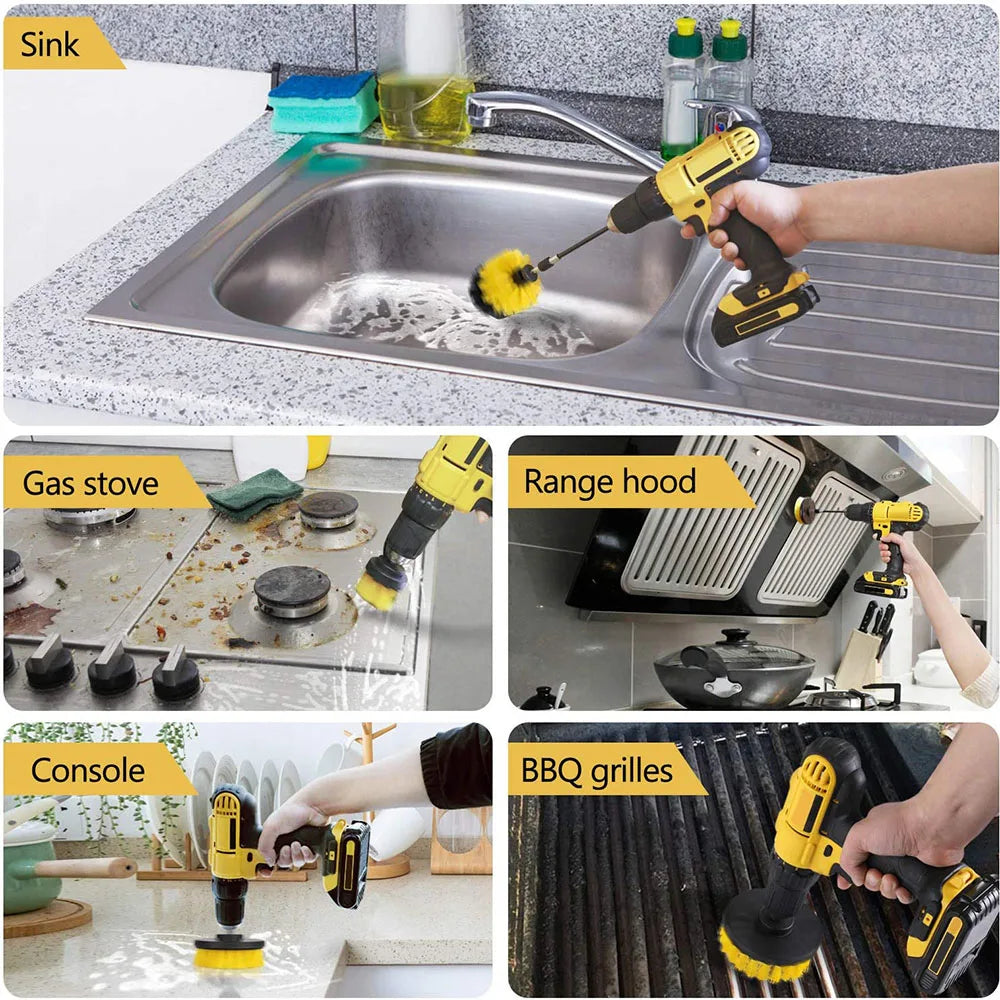 Drill Brush Power Scrubber Attachment Cleaning Set