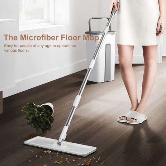 Microfiber Mop with Bucket and Reusable Washable Pads