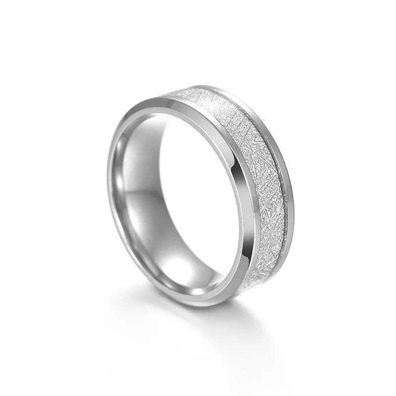 8mm Tungsten Carbide Meteorite Inlay Ring