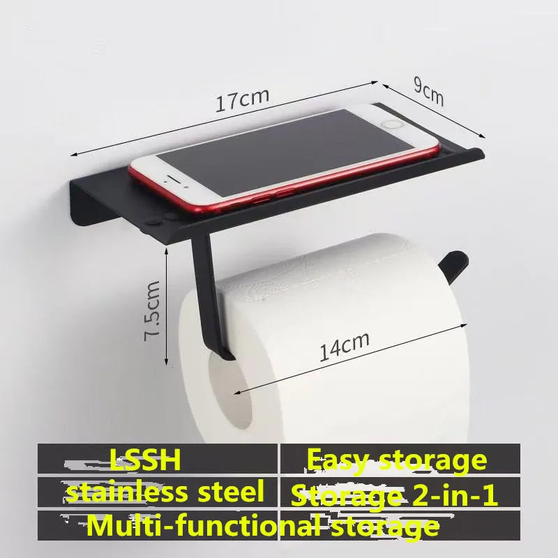 No-Drill Stainless Steel Bathroom Toilet Paper Holder