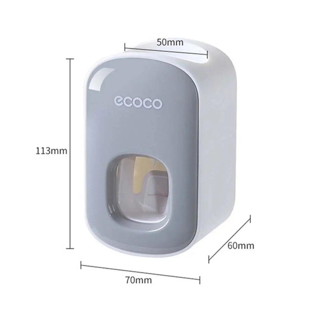 Wall-Mount Automatic Toothpaste Dispenser and Toothbrush Holder