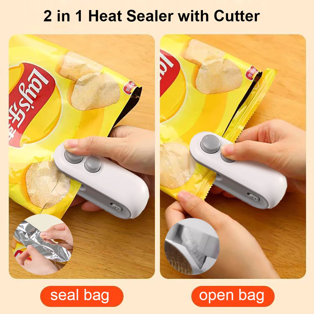 2-in-1 Rechargeable Mini Bag Sealer - Heat Cutter Food Storage Tool