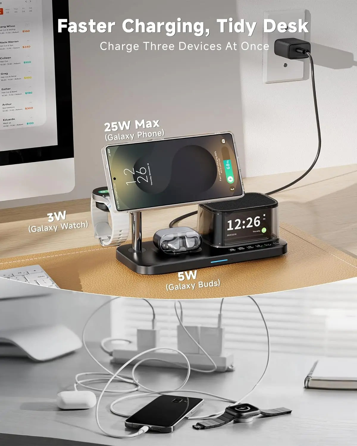 Magnetic Wireless Charger with Bluetooth Speaker Stand