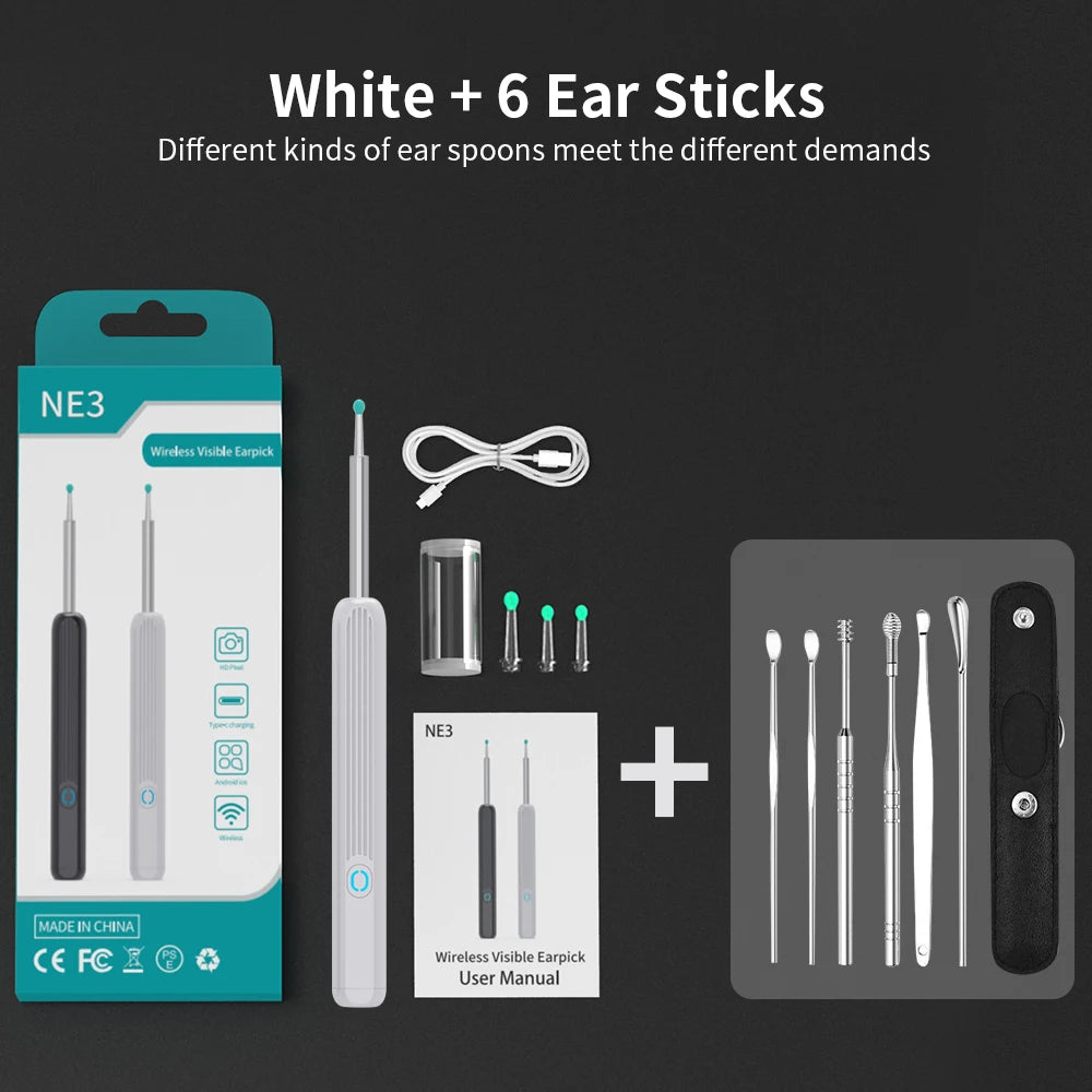 NE3 Wireless Ear Cleaner Camera - LED Otoscope Cleaning Kit
